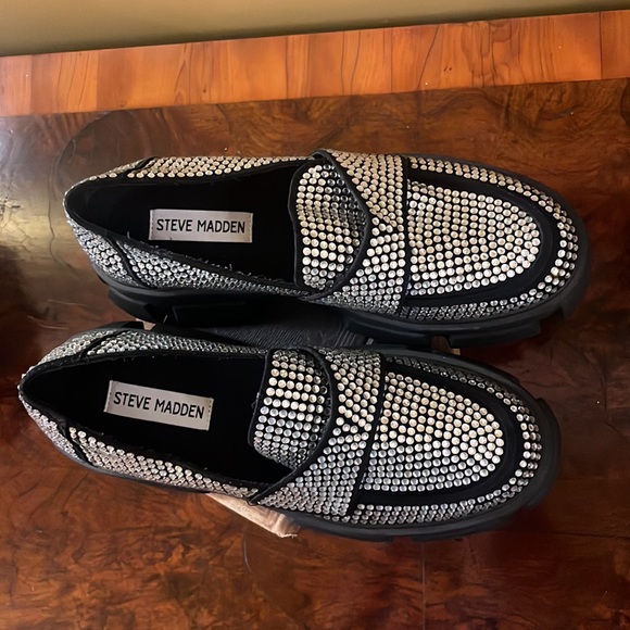 Steve Madden Trifecta Rhinestone Loafers - Picture 10 of 16
